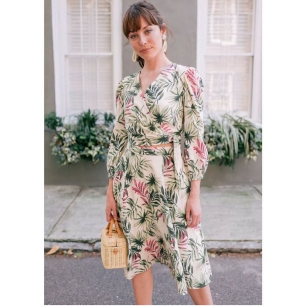 Gal Meets Glam Collection Stevie Palm Print Two Piece Set Size 6 - Picture 2 of 16